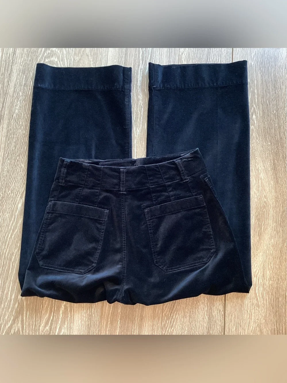 Maeve by Anthropologie Wide Leg Cropped The Colette in Black Velvet - Picture 7 of 8
